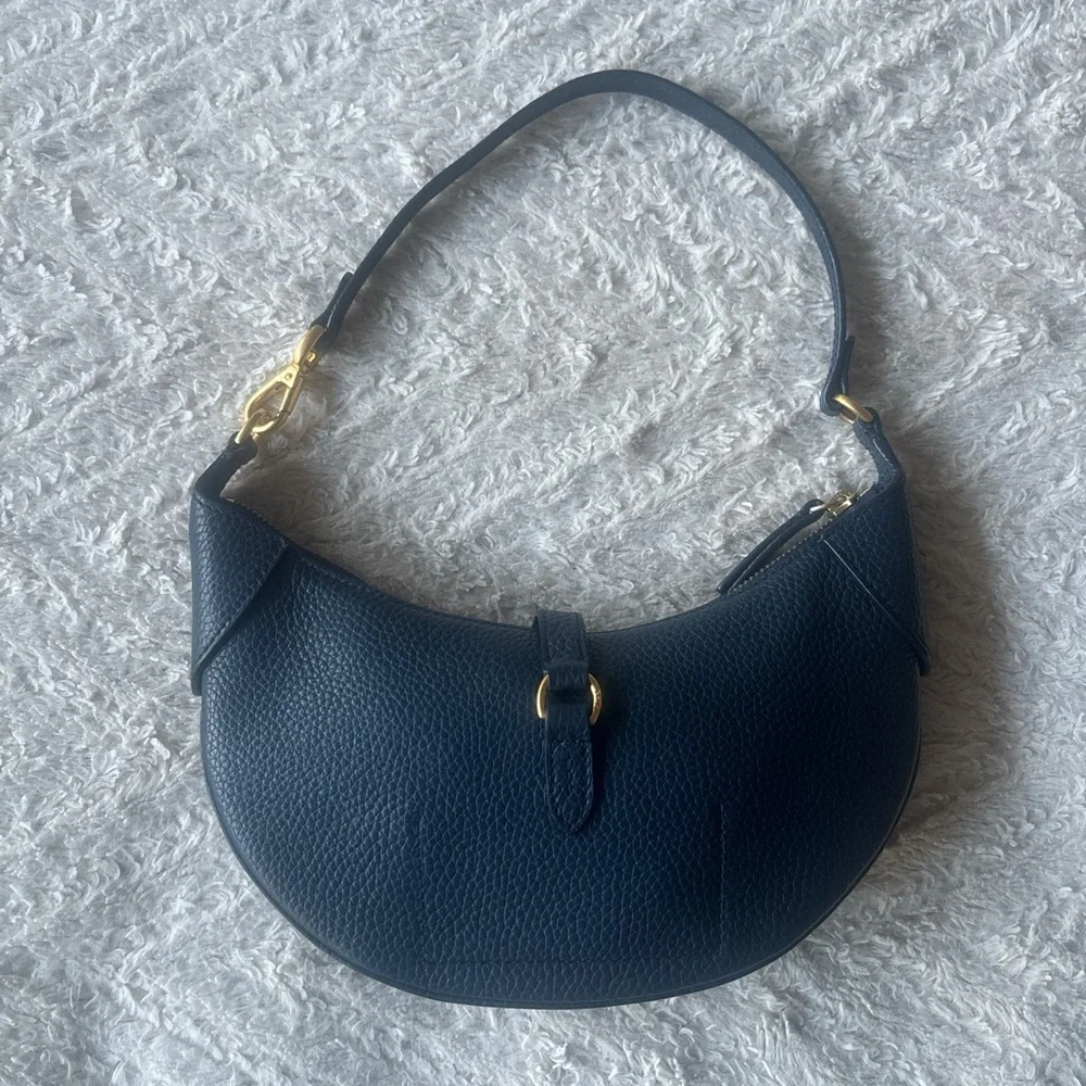 Ralph Lauren Polo Leather Mini Shoulder Bag Navy Blue Marine ID Bag - Picture 7 of 10